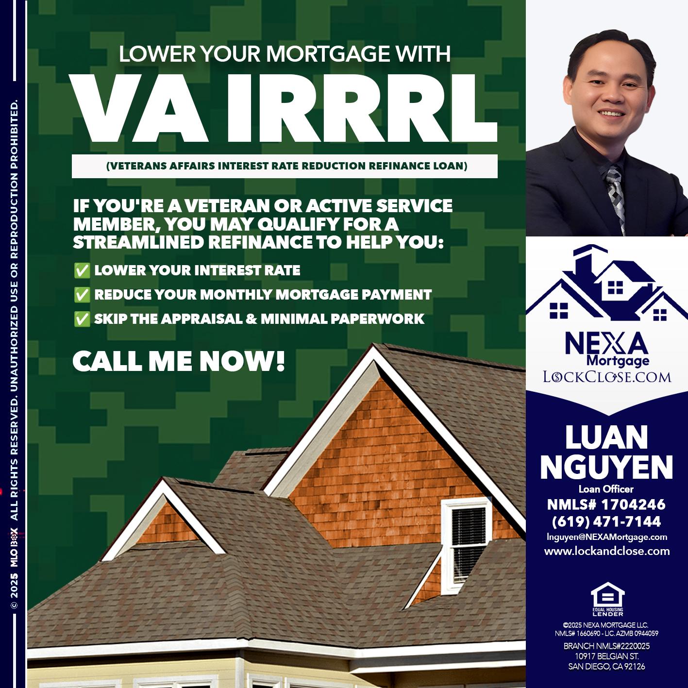 VA IRRRL - Luan Nguyen -Loan Officer