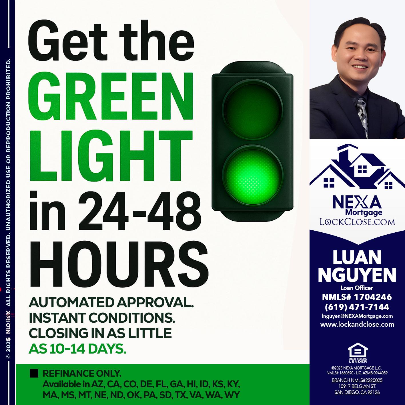 GET THE GREEN LIGHT - Luan Nguyen -Loan Officer