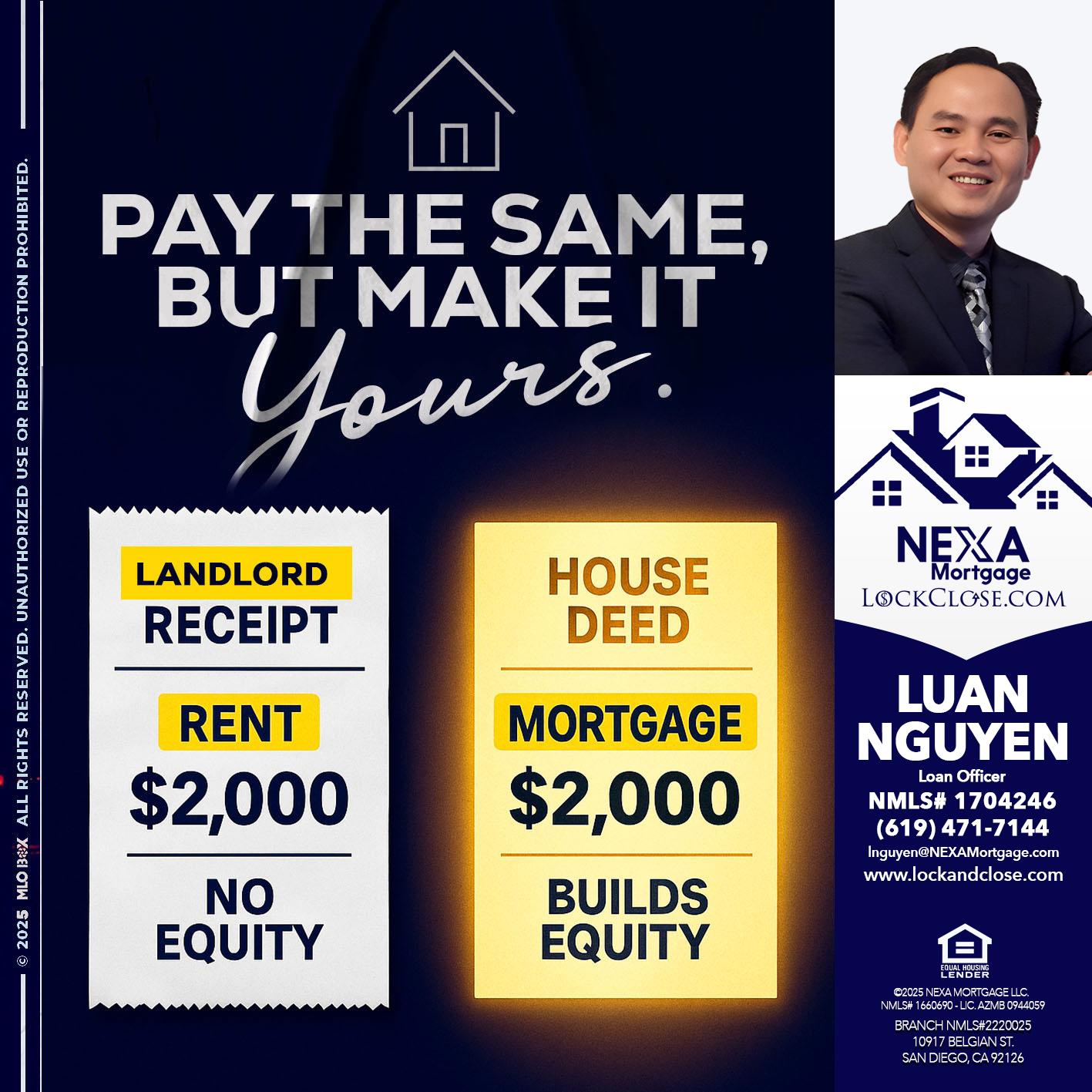 pay the same - Luan Nguyen -Loan Officer
