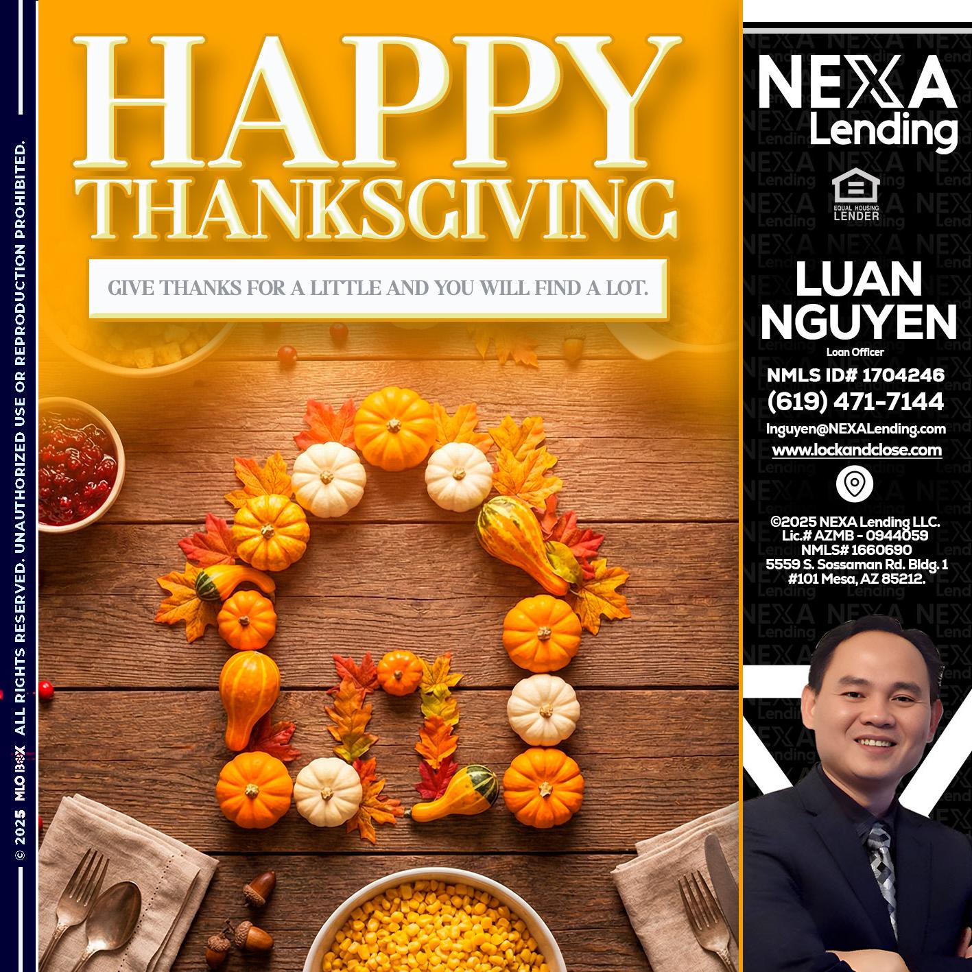 HAPPY THANKSGIVING - Luan Nguyen -Loan Officer