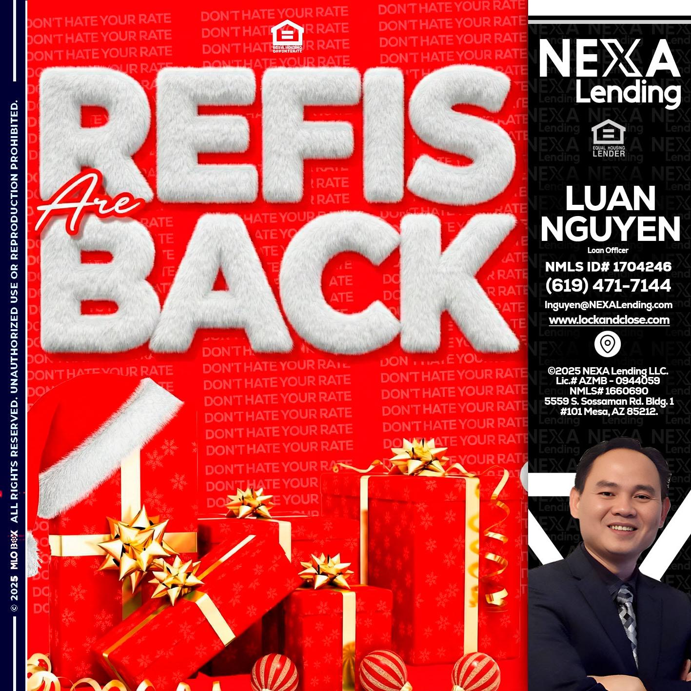 refis are back - Luan Nguyen -Loan Officer