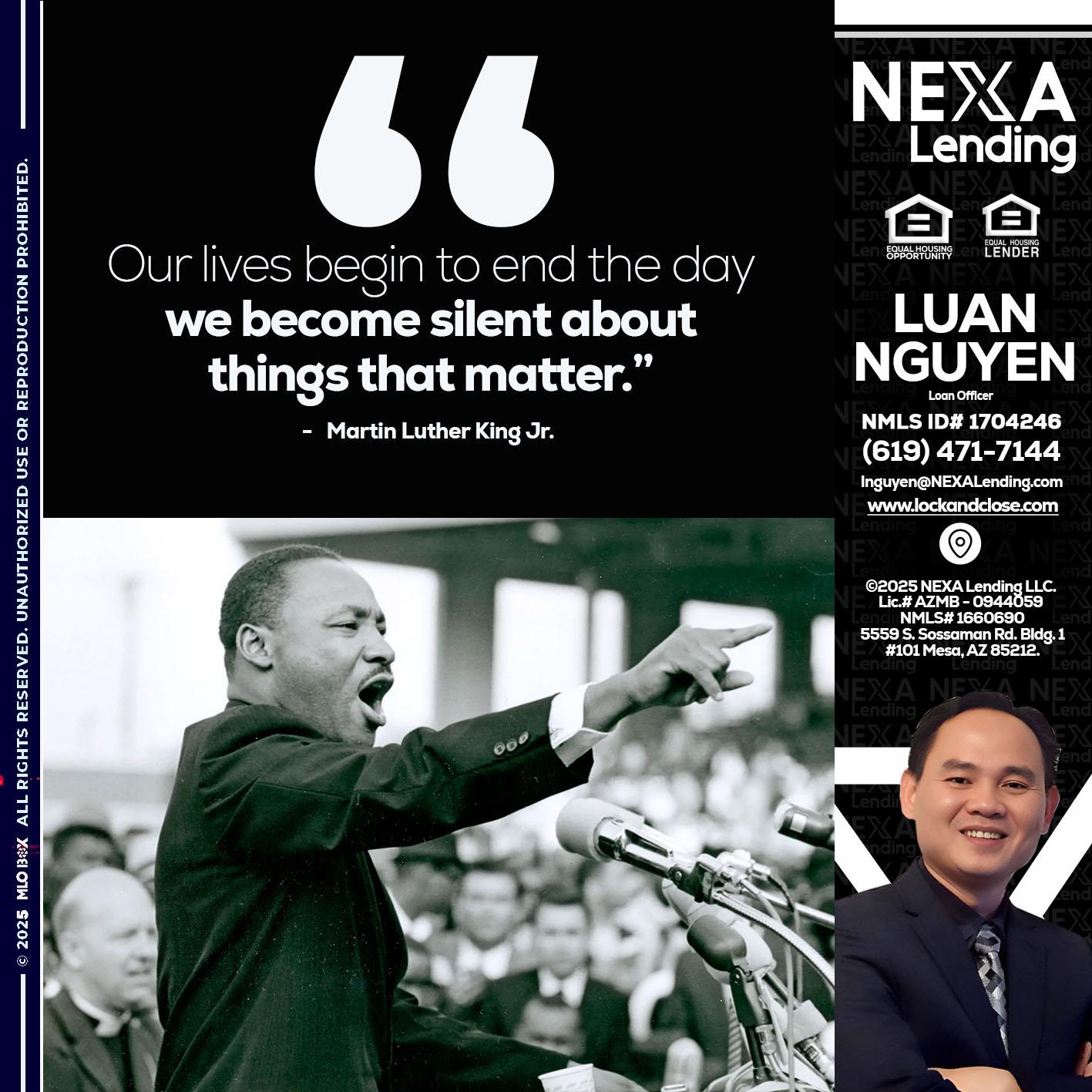our lives MLK DAY - Luan Nguyen -Loan Officer