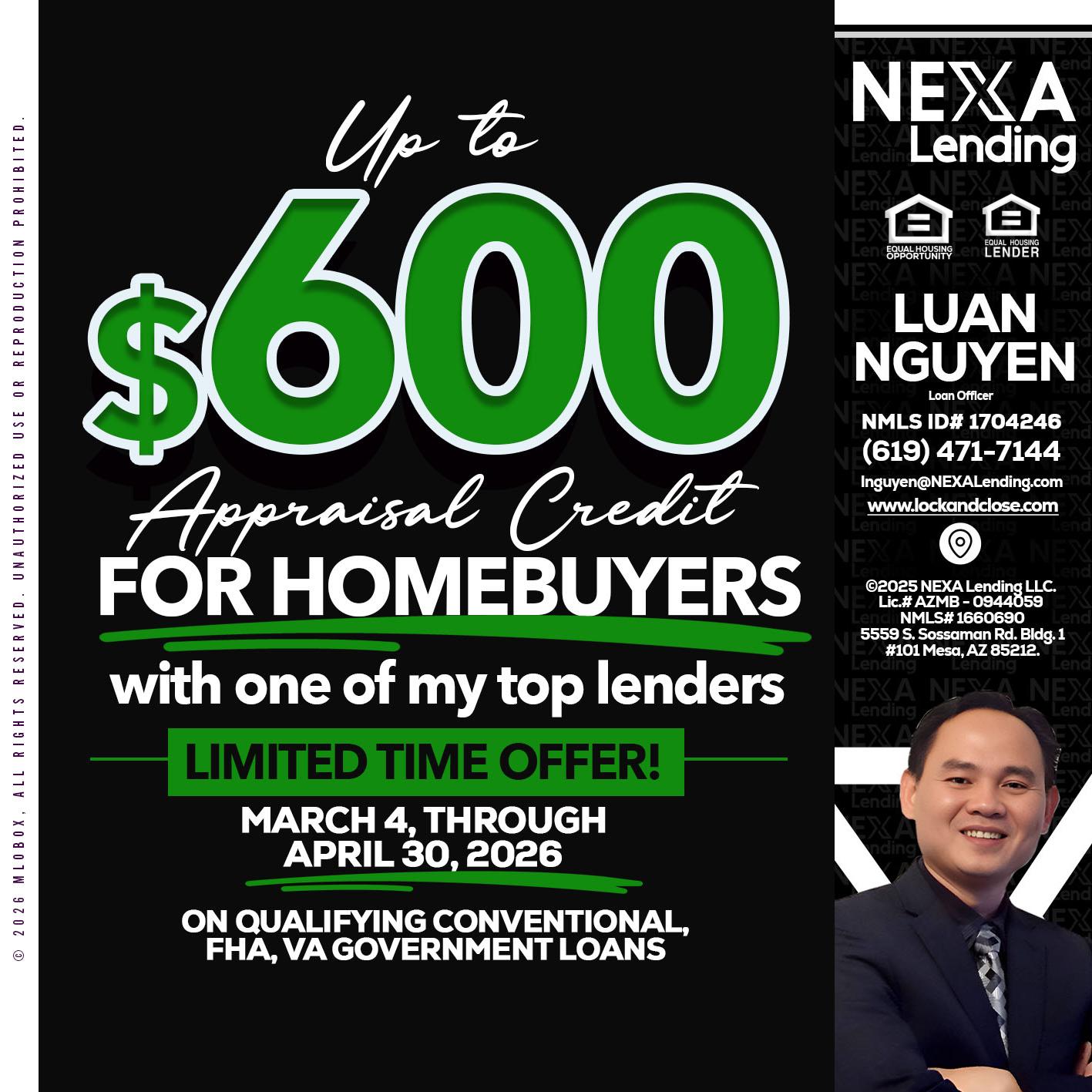 up to $600 - Luan Nguyen -Loan Officer