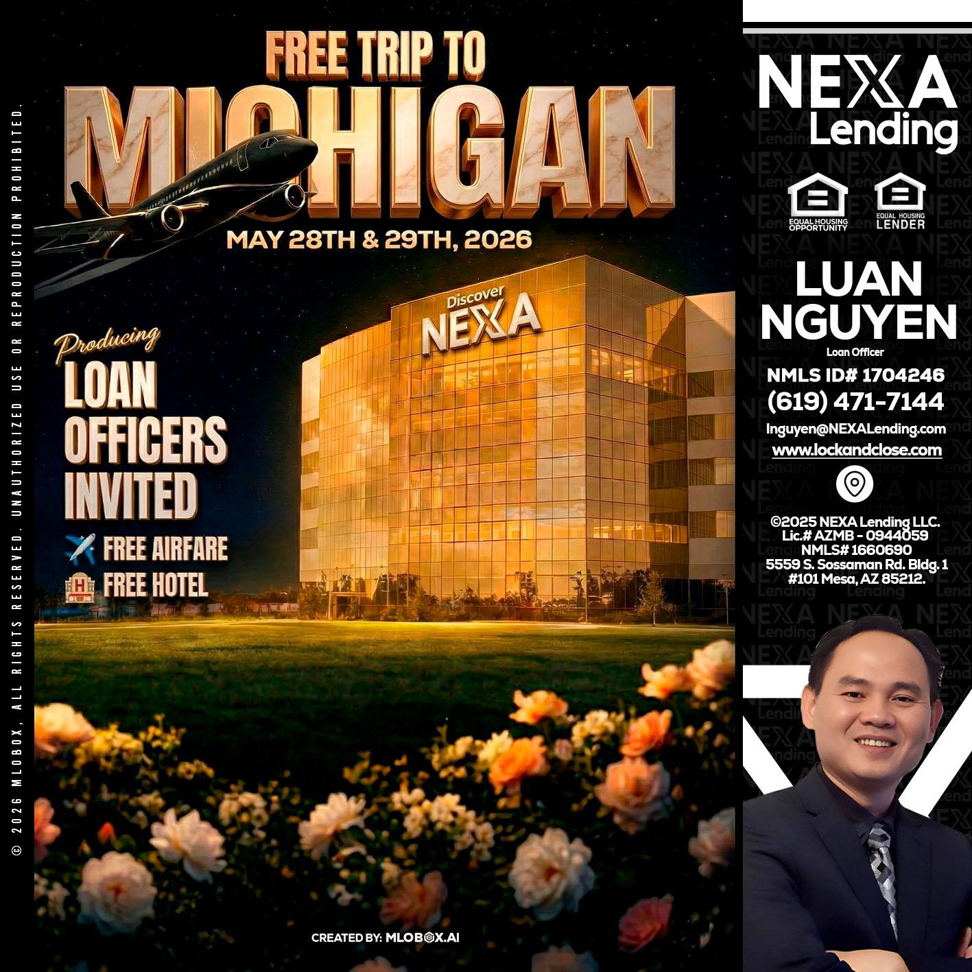 FREE TRIP TO MICHIGAN - Luan Nguyen -Loan Officer