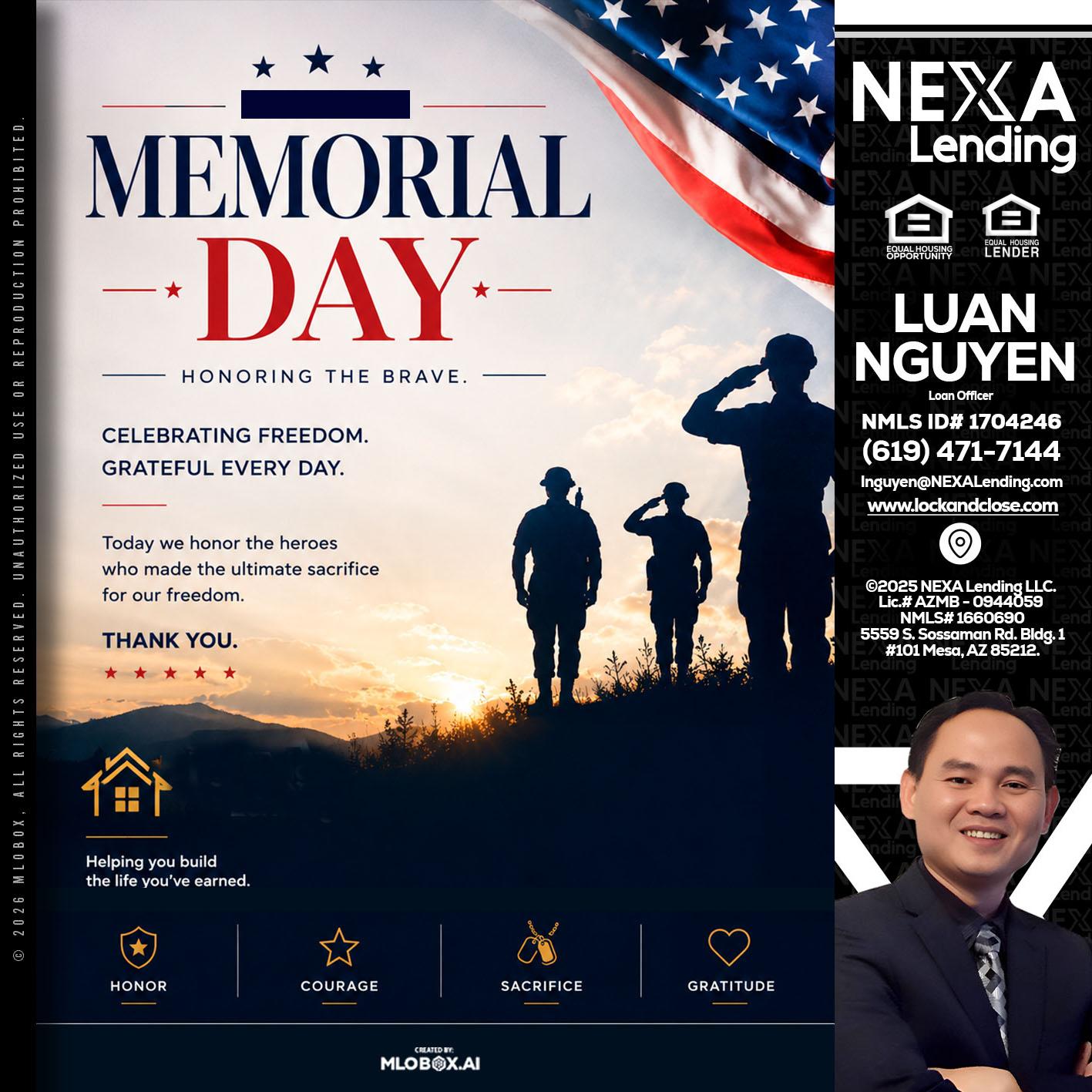 MEMORIAL DAY - Luan Nguyen -Loan Officer