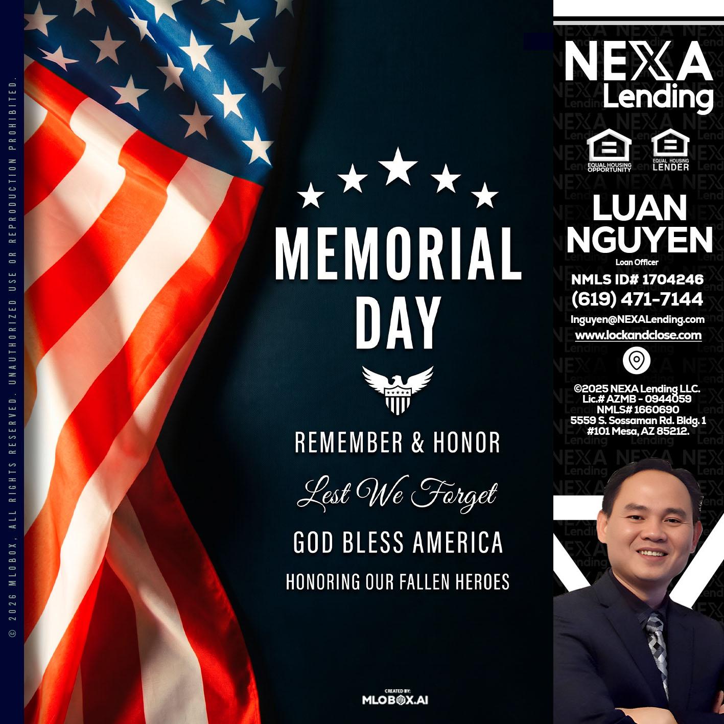 MEMORIAL DAY - Luan Nguyen -Loan Officer