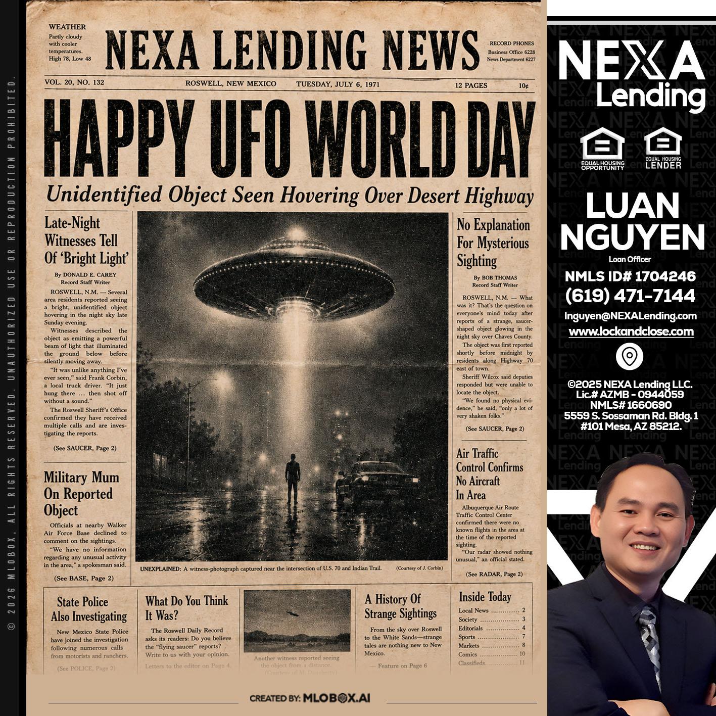 HAPPY UFO WORLD DAY - Luan Nguyen -Loan Officer