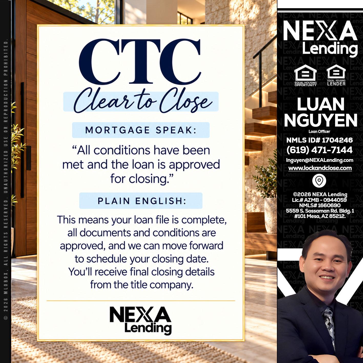 CLEAR TO CLOSE - Luan Nguyen -Loan Officer