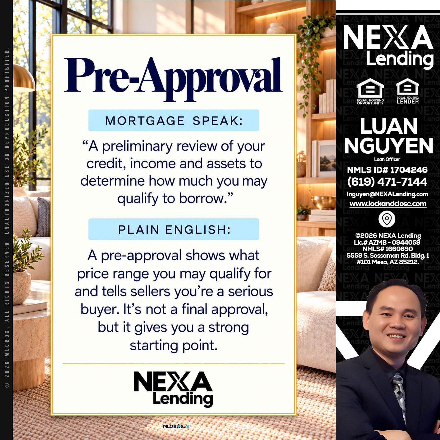 PREAPROVAL - Luan Nguyen -Loan Officer