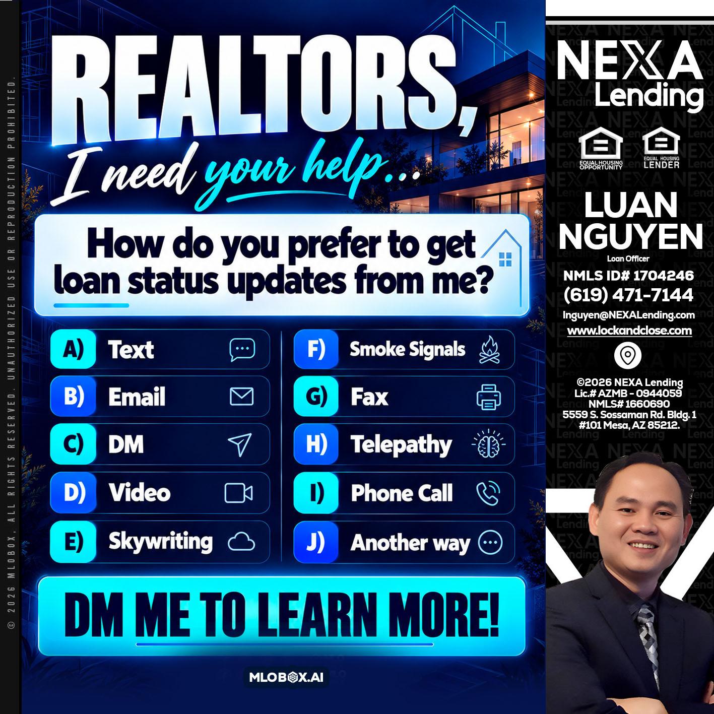 REALTORS - Luan Nguyen -Loan Officer