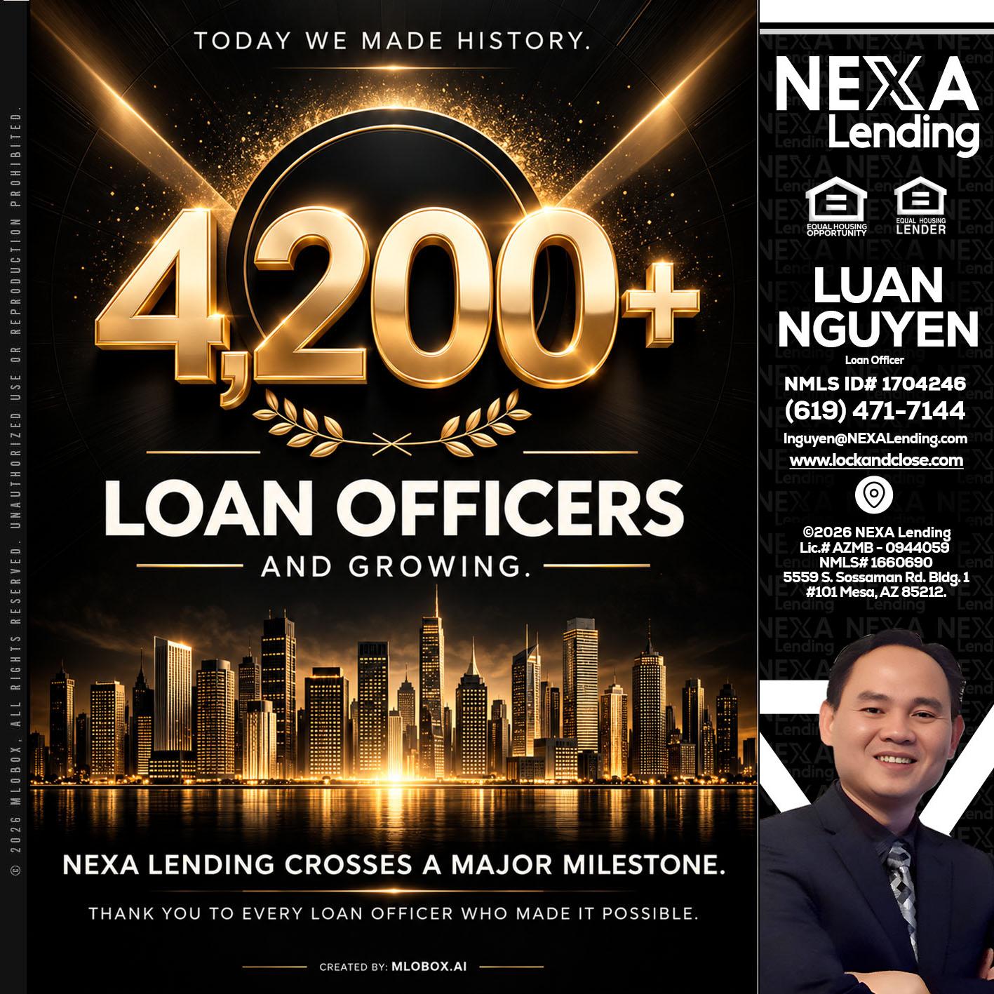 4200+. MLOs - Luan Nguyen -Loan Officer